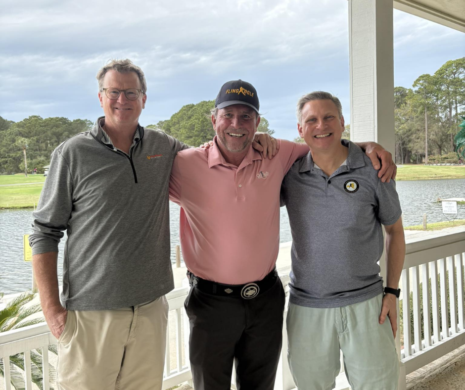 Alex Van Alen, Scott Adams, and John Pruellage at the Lowcountry Open FlingGolf event at Old South Golf Links