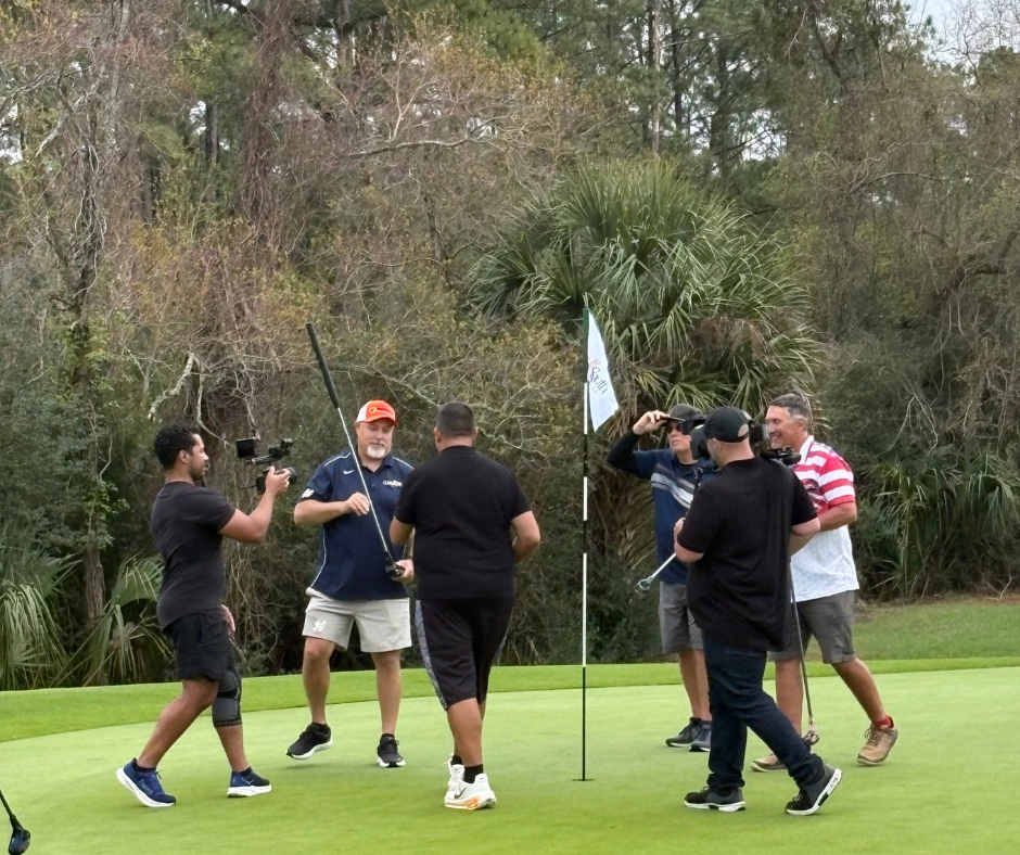 Jeff Harvey interviewed by ESPN after winning the Masters Division at the Lowcountry Open at Old South Golf Links