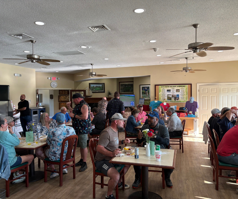 Saturday night Lowcountry Boil for the World League FlingGolf Lowcountry Open players and guests near Hilton Head Island.