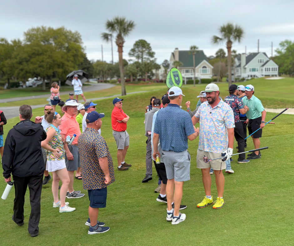 Jacob Hooter congratulated by spectators after winning the Lowcountry Open FlingGolf tournament Hilton Head at Old South Golf Links.