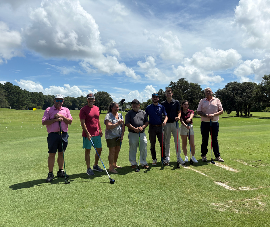 Group FlingGolf clinic at Old South Golf Links near Hilton Head Island for a company outing.