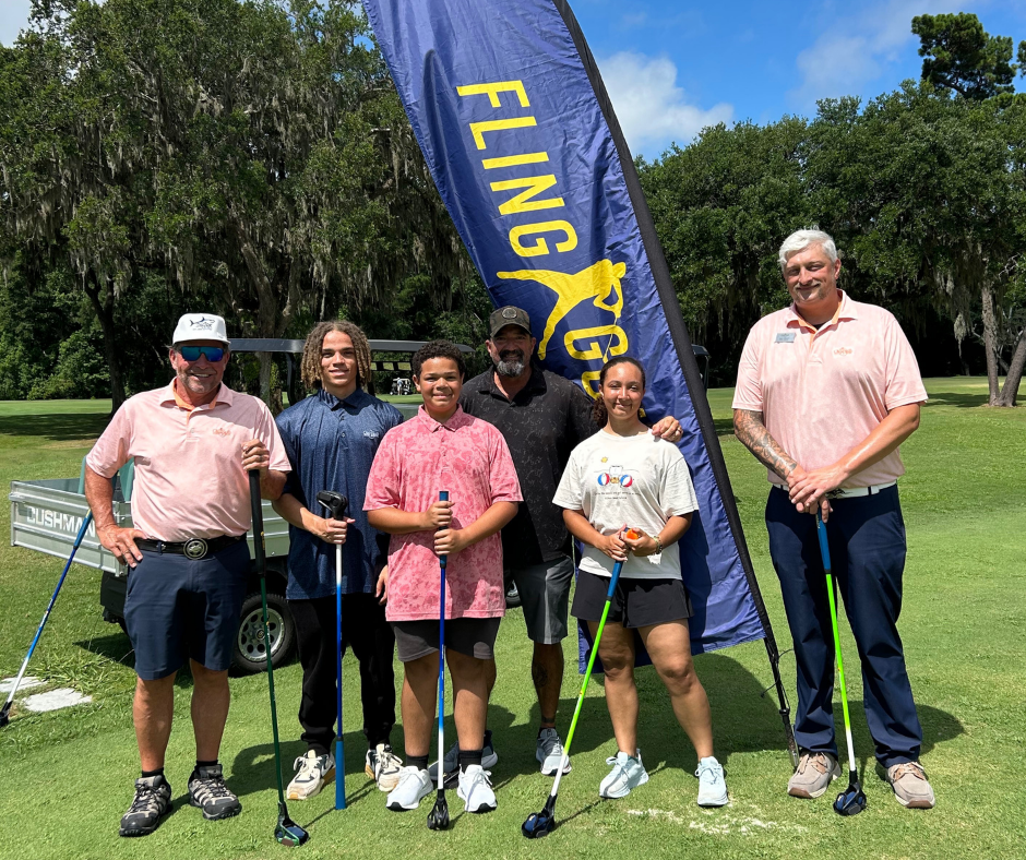 Family FlingGolf clinic at Old South Golf Links near Hilton Head Island with participants learning the game.