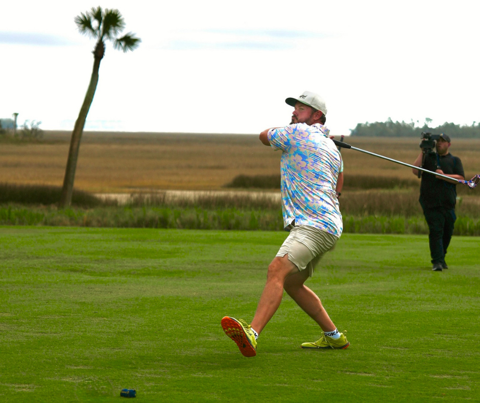 Jacob Hooter at the Lowcountry Open FlingGolf tournament at Old South Golf Links during ESPN coverage